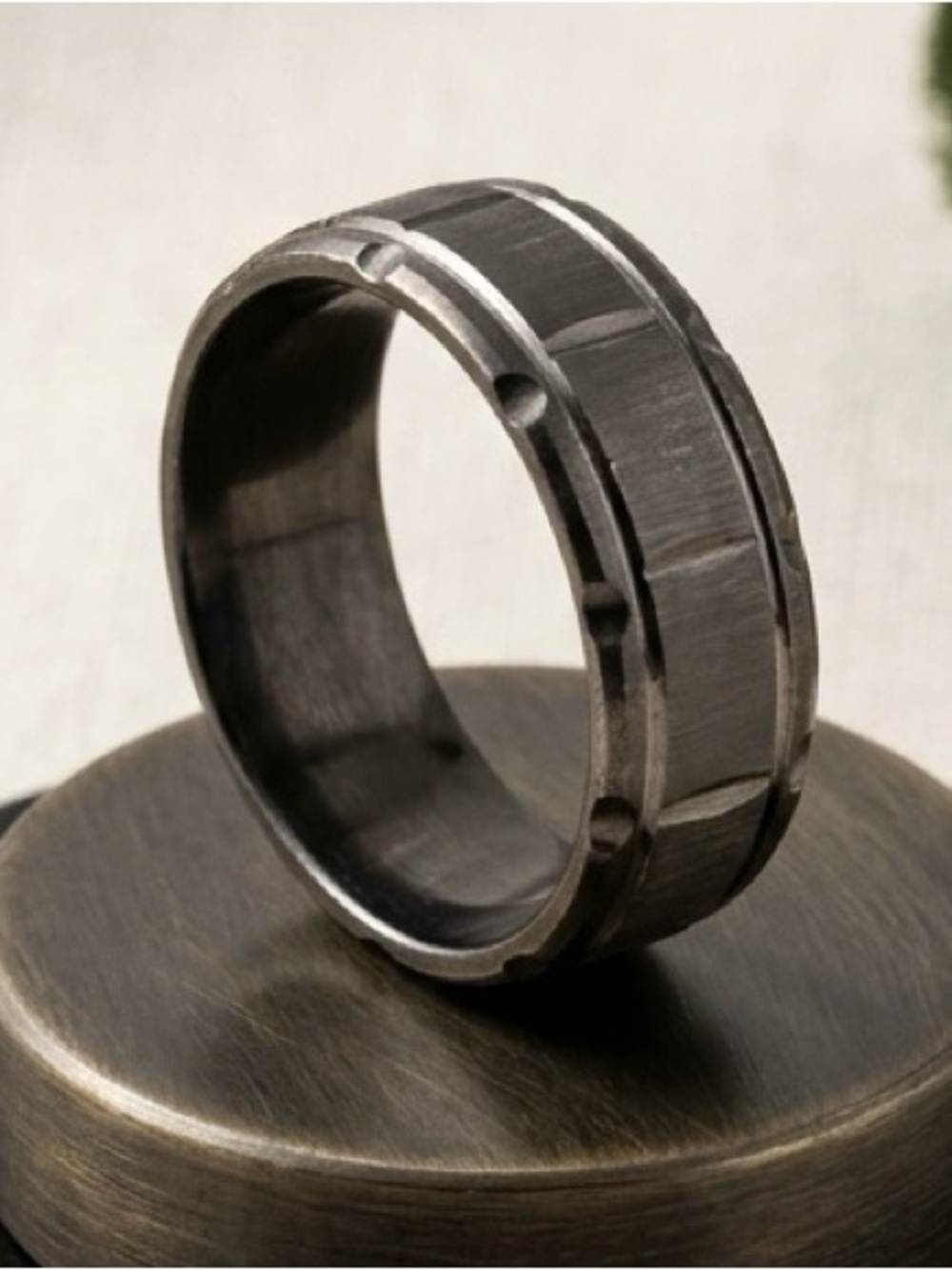 Stainless steel 8mm black polished and matte men’s ring -Size 10 - Picture 3 of 4